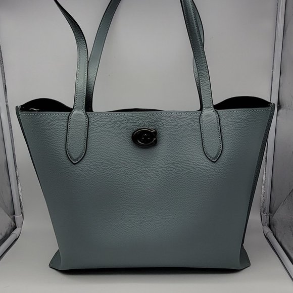 Coach Willow Tote in Colorblock with Signature Canvas Interior Sage Multi - Picture 1 of 8
